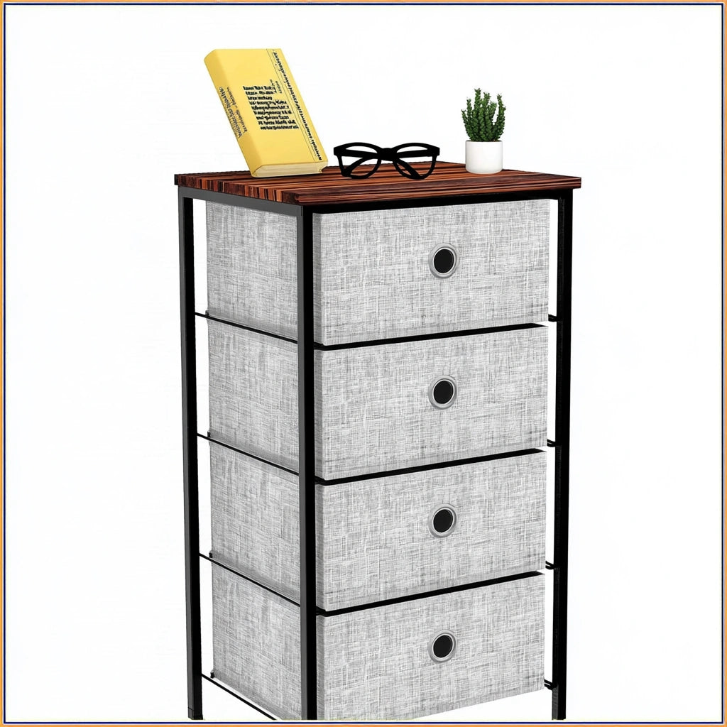 Ladekast met stoffen bekleding, kleur wit