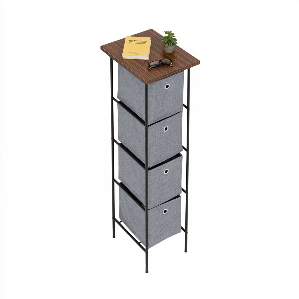 Ladekast met stoffen bekleding, kleur wit