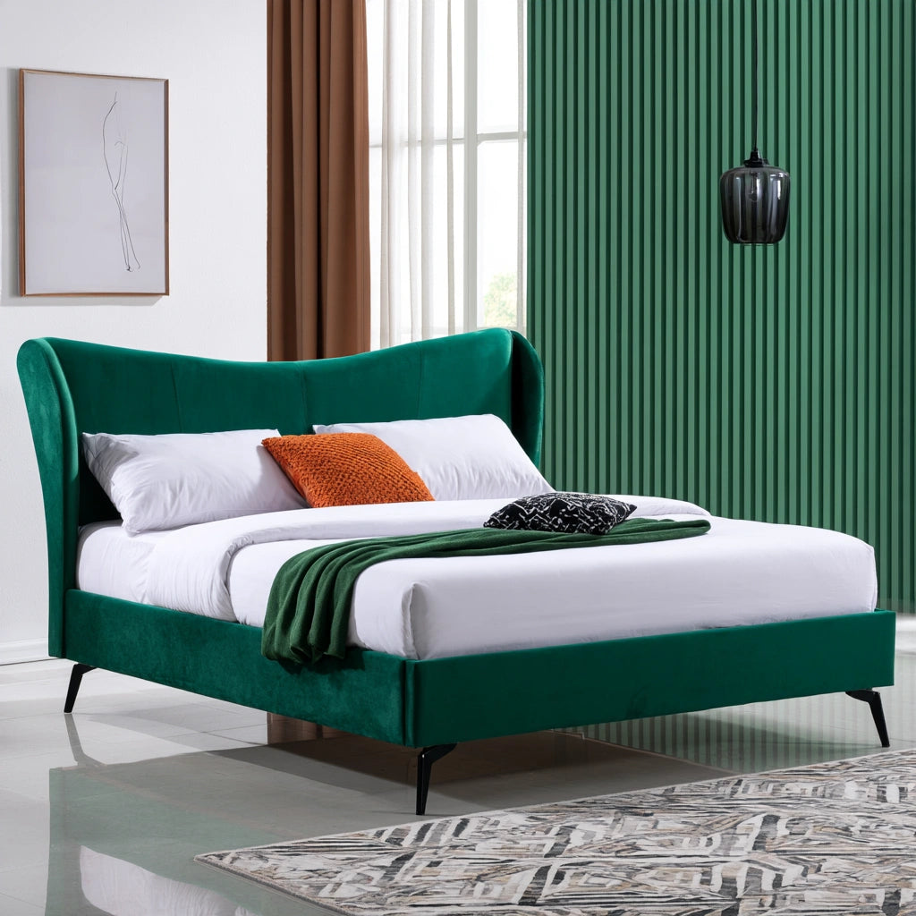 Bedframe met hoofdbord met stoffen bekleding, kleur grijs