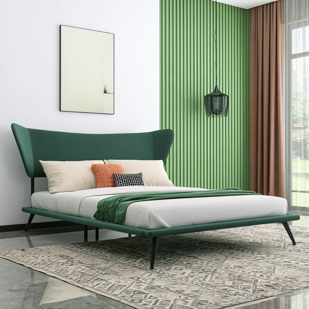 Bedframe met hoofdbord met stoffen bekleding, kleur grijs