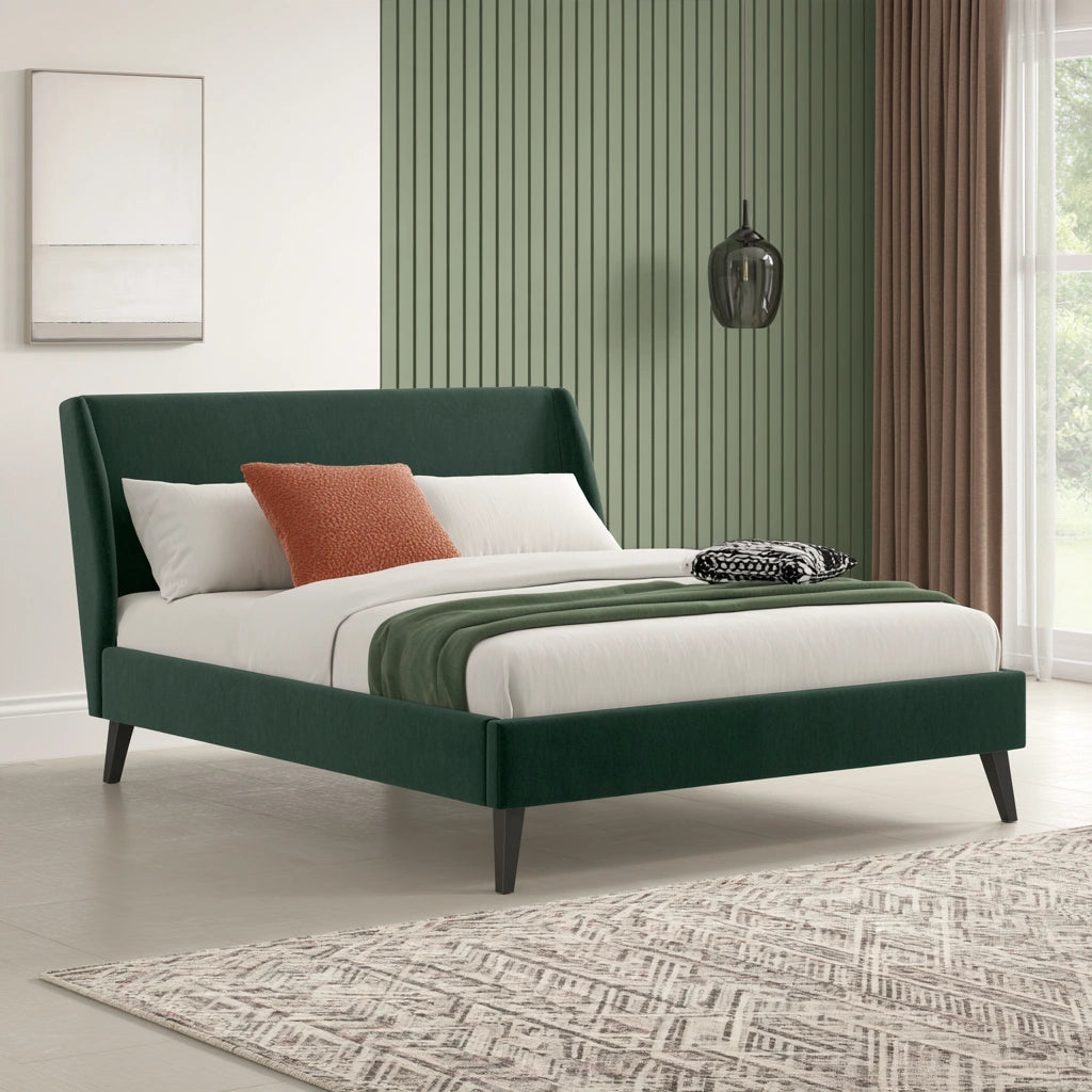Bedframe met hoofdbord met stoffen bekleding, kleur grijs