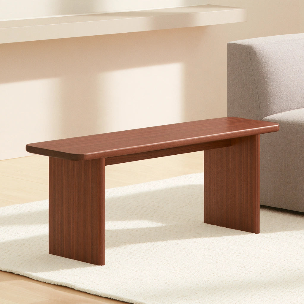 Opbergbank van hout met walnootlook, kleur walnootbruin