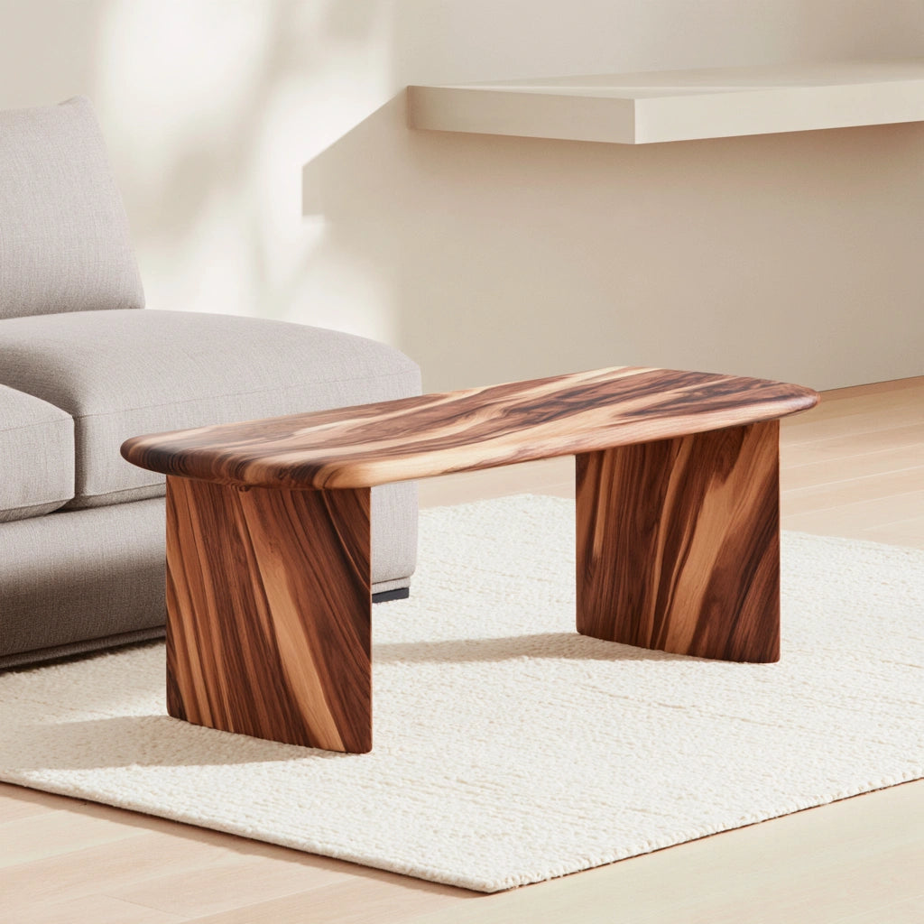 Opbergbank van hout met walnootlook, kleur walnootbruin