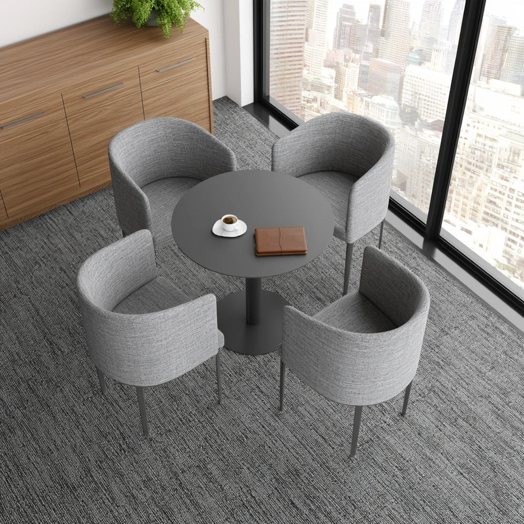 Vergadertafel met stoelen, kleur grijs